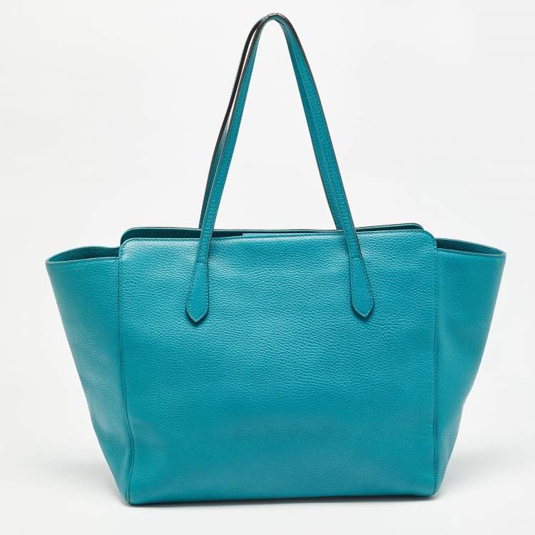Pre Owned Gucci Green Leather Medium Swing Tote