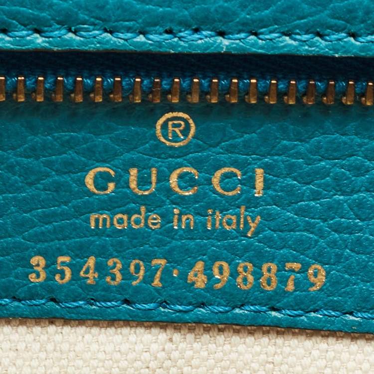 Pre Owned Gucci Green Leather Medium Swing Tote