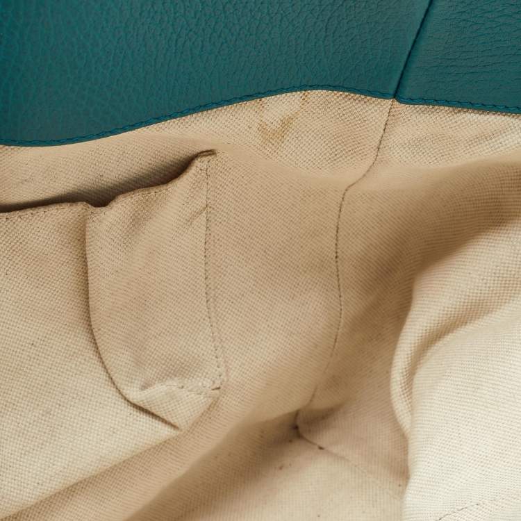 Pre Owned Gucci Green Leather Medium Swing Tote