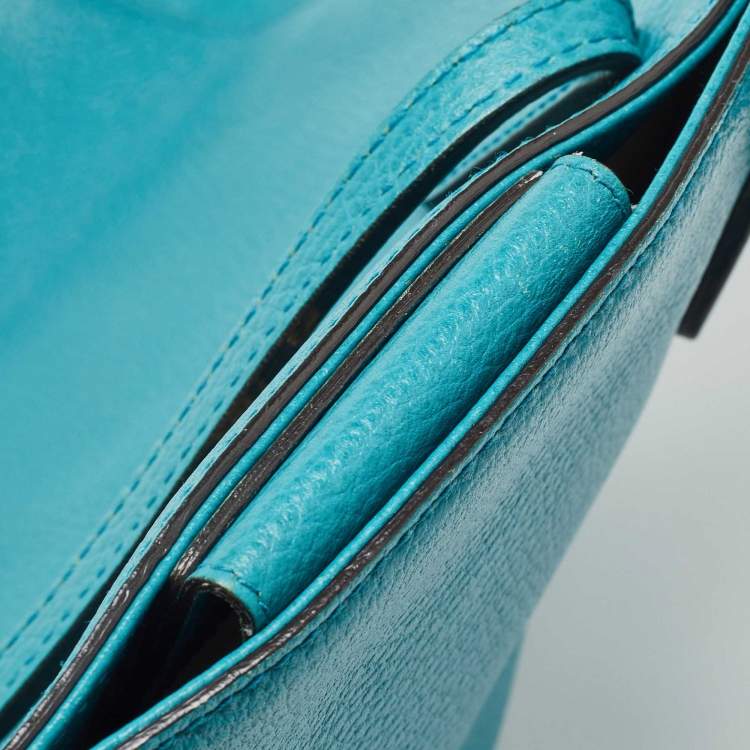 Pre Owned Gucci Green Leather Medium Swing Tote