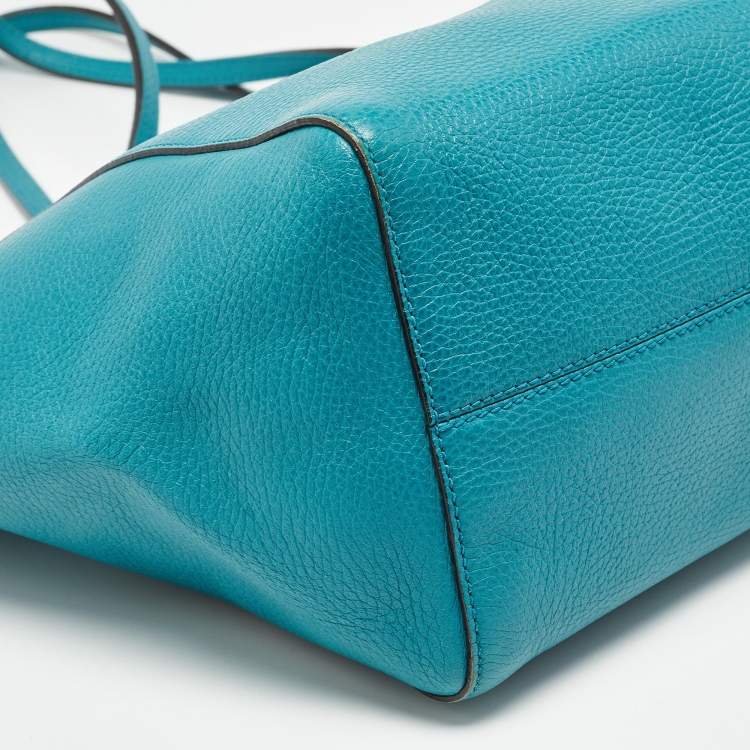 Pre Owned Gucci Green Leather Medium Swing Tote
