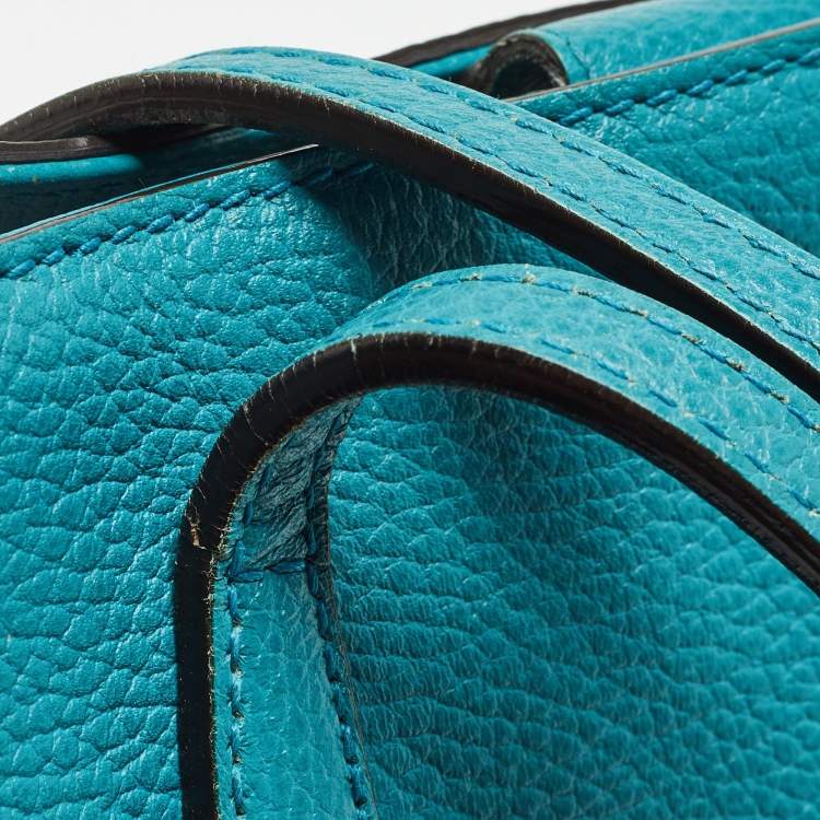 Pre Owned Gucci Green Leather Medium Swing Tote