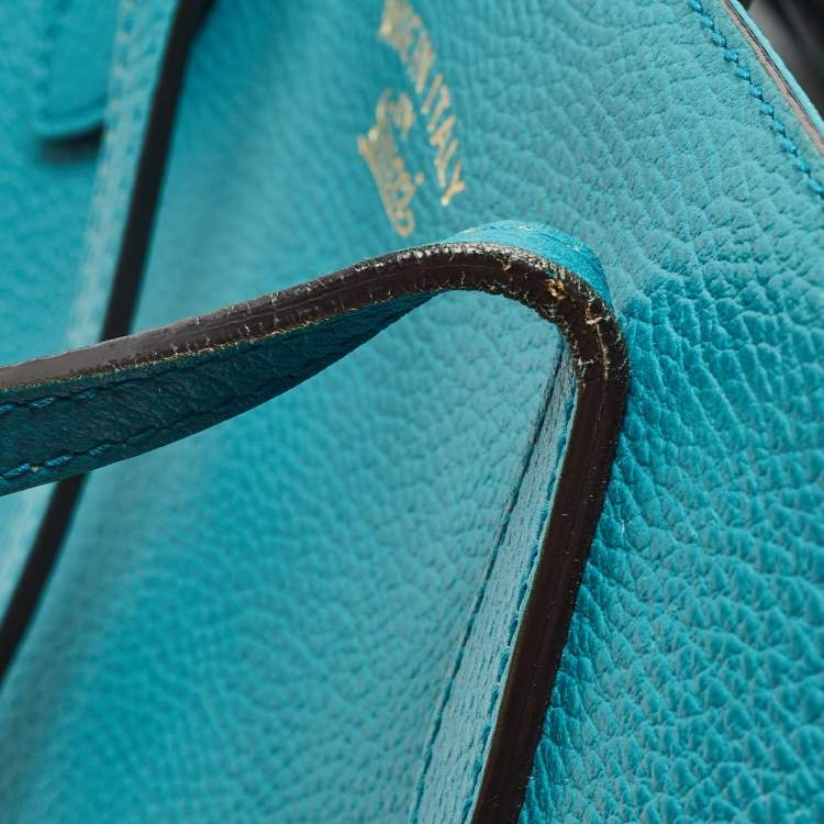 Pre Owned Gucci Green Leather Medium Swing Tote