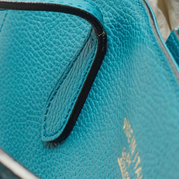 Pre Owned Gucci Green Leather Medium Swing Tote