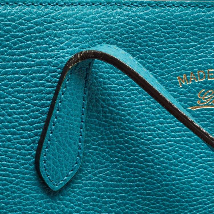 Pre Owned Gucci Green Leather Medium Swing Tote