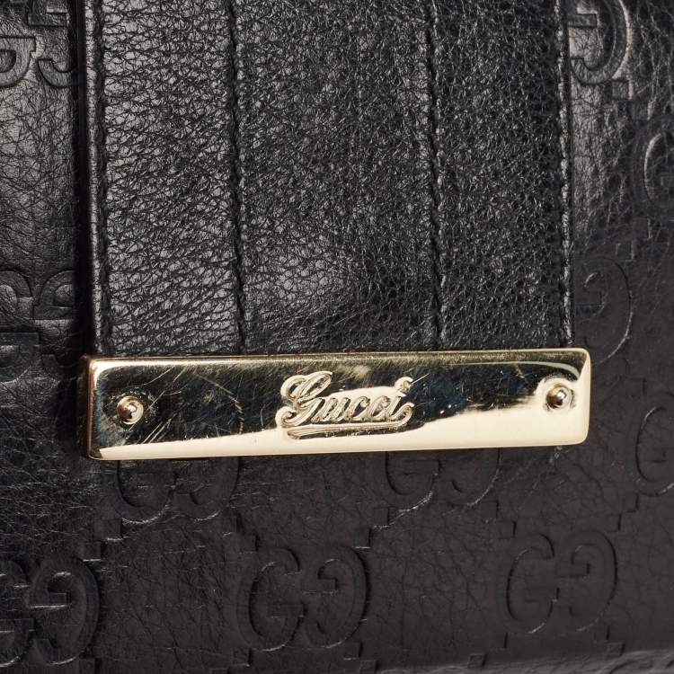 Pre Owned Gucci Black Guccissima Leather Continental Wallet