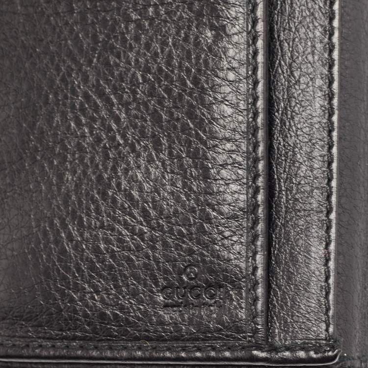 Pre Owned Gucci Black Guccissima Leather Continental Wallet
