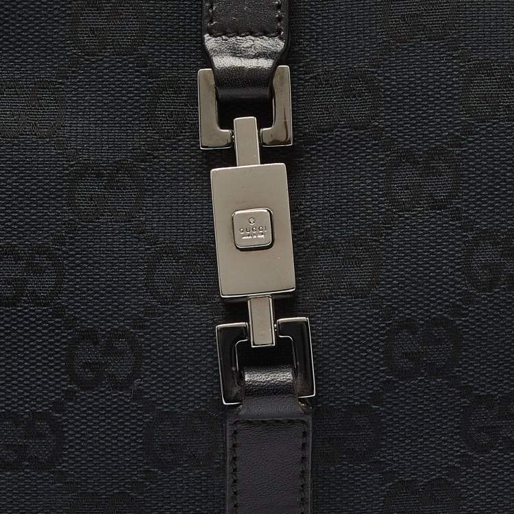 مملوكة مسبقًا Gucci Black GG Canvas and Leather Small Jackie O Hobo