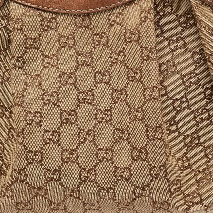 مملوكة مسبقًا Gucci Bronze/Beige GG Canvas and Leather Medium Sukey Tote