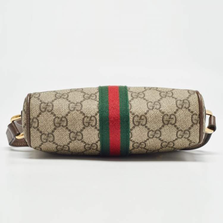 Pre Owned Gucci Beige/Brown GG Supreme Canvas and Leather Mini Ophidia Crossbody Bag