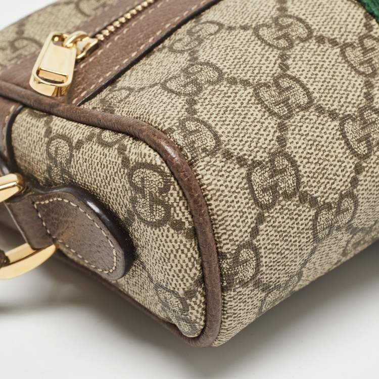 Pre Owned Gucci Beige/Brown GG Supreme Canvas and Leather Mini Ophidia Crossbody Bag