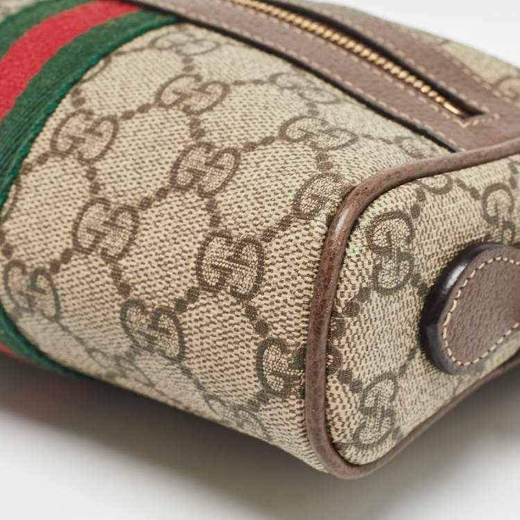 Pre Owned Gucci Beige/Brown GG Supreme Canvas and Leather Mini Ophidia Crossbody Bag