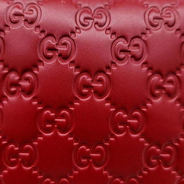 Pre Owned Gucci Red Leather Medium Guccissima Top Handle Bag