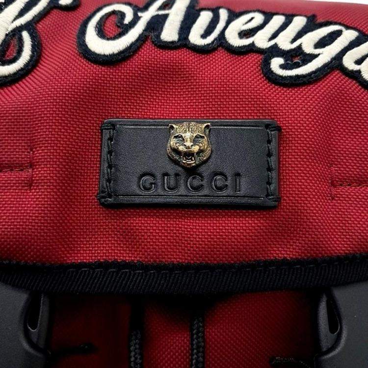 Pre Owned Gucci Red Canvas Embroidered Techo Backpack