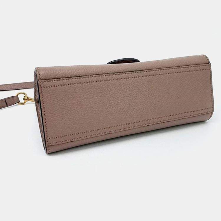 Pre Owned Gucci Beige Leather GG Marmont mini shoulder bag 