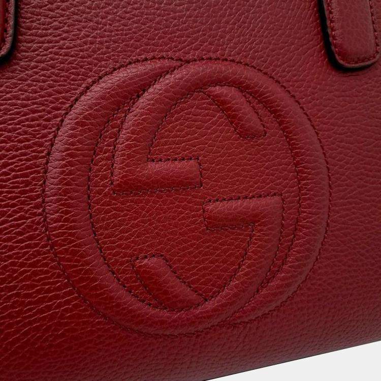 Pre Owned Gucci Red Leather Soho Top Handle Bag