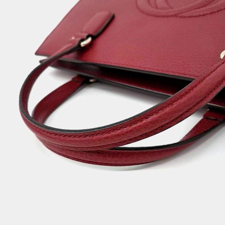 Pre Owned Gucci Red Leather Soho Top Handle Bag