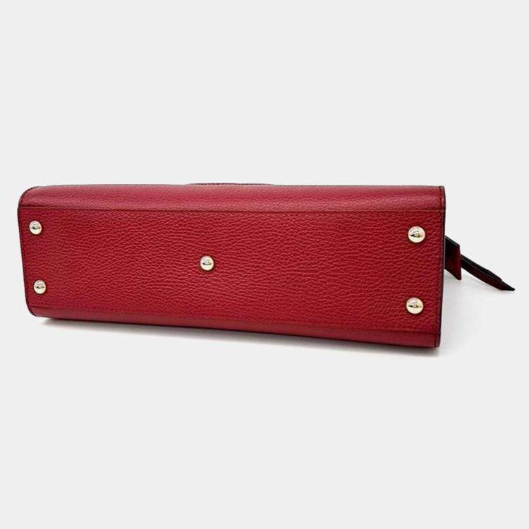 Pre Owned Gucci Red Leather Soho Top Handle Bag