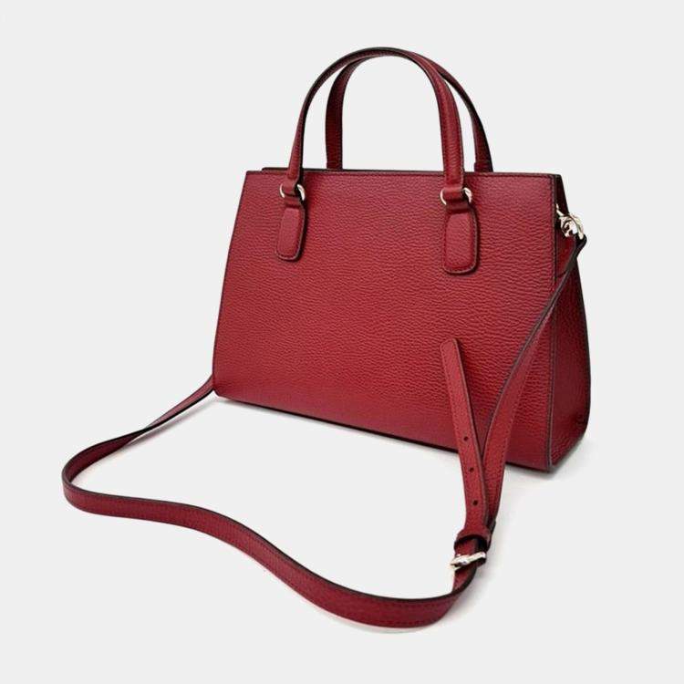 Pre Owned Gucci Red Leather Soho Top Handle Bag