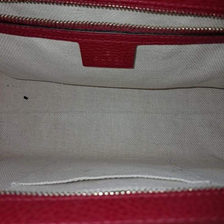 Pre Owned Gucci Red Leather Soho Top Handle Bag