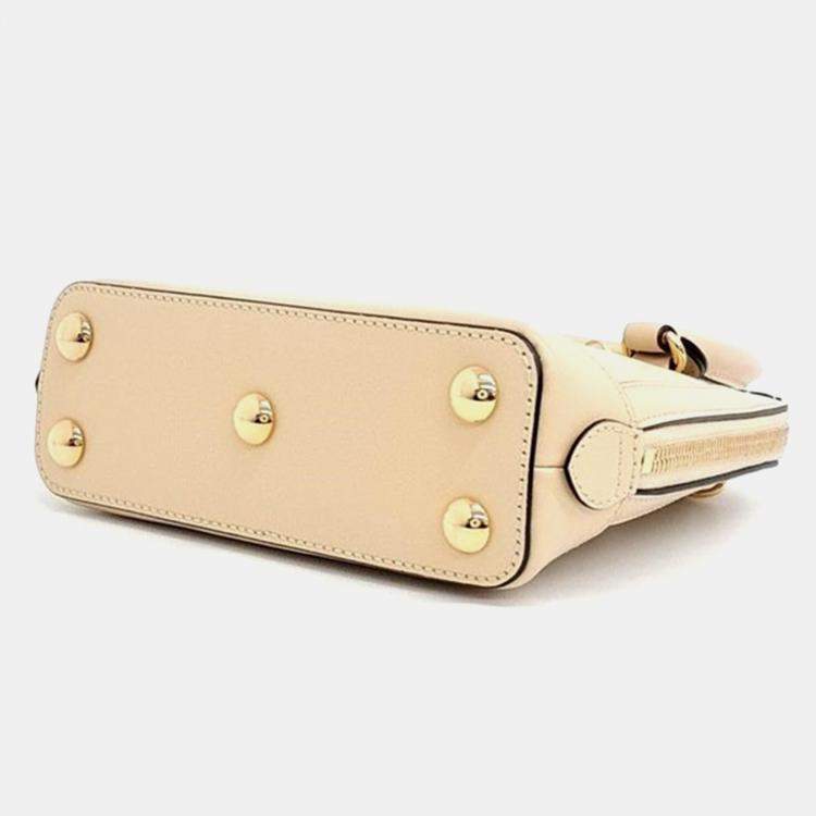 Pre Owned Gucci White Leather Horsebit 1955 Mini Top Handle Bag 