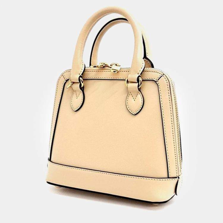 Pre Owned Gucci White Leather Horsebit 1955 Mini Top Handle Bag 