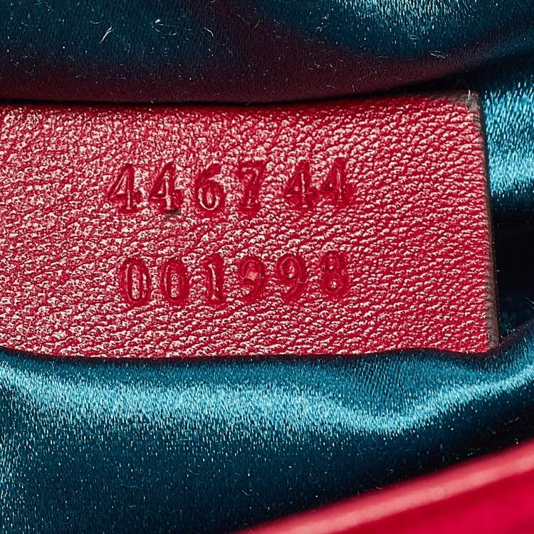 Pre Owned Gucci Red Matelasse Velvet Mini GG Marmont Shoulder Bag
