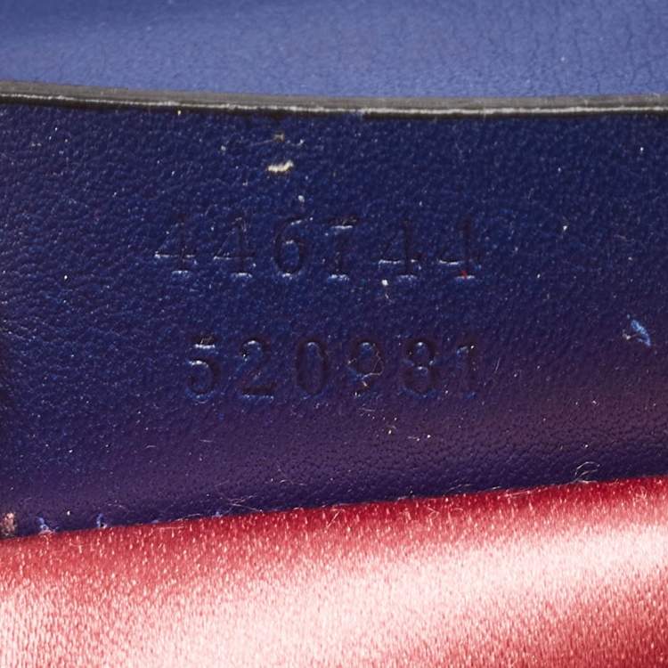 Pre Owned Gucci Blue Matelasse Velvet Mini GG Marmont Shoulder Bag