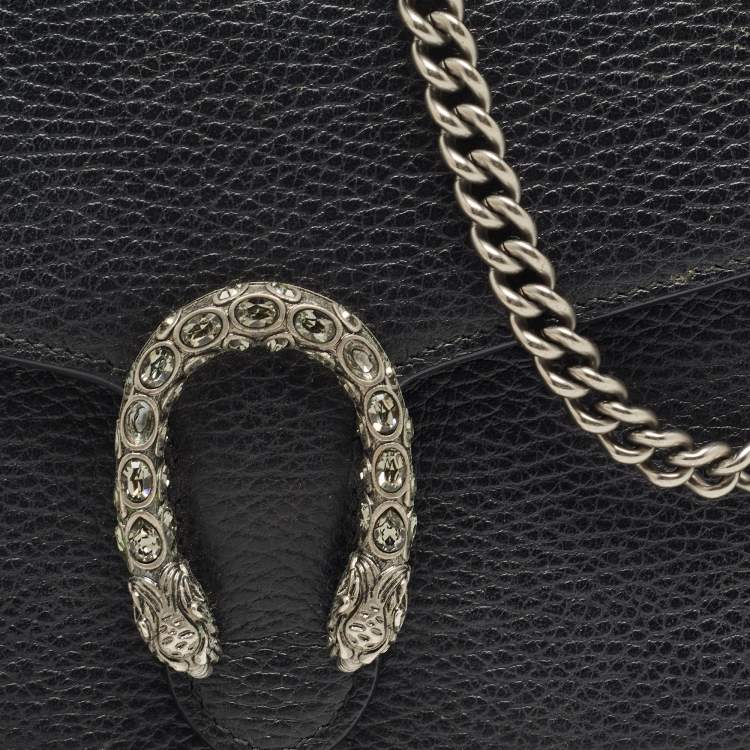 Pre Owned Gucci Black Leather Dionysus Wallet On Chain