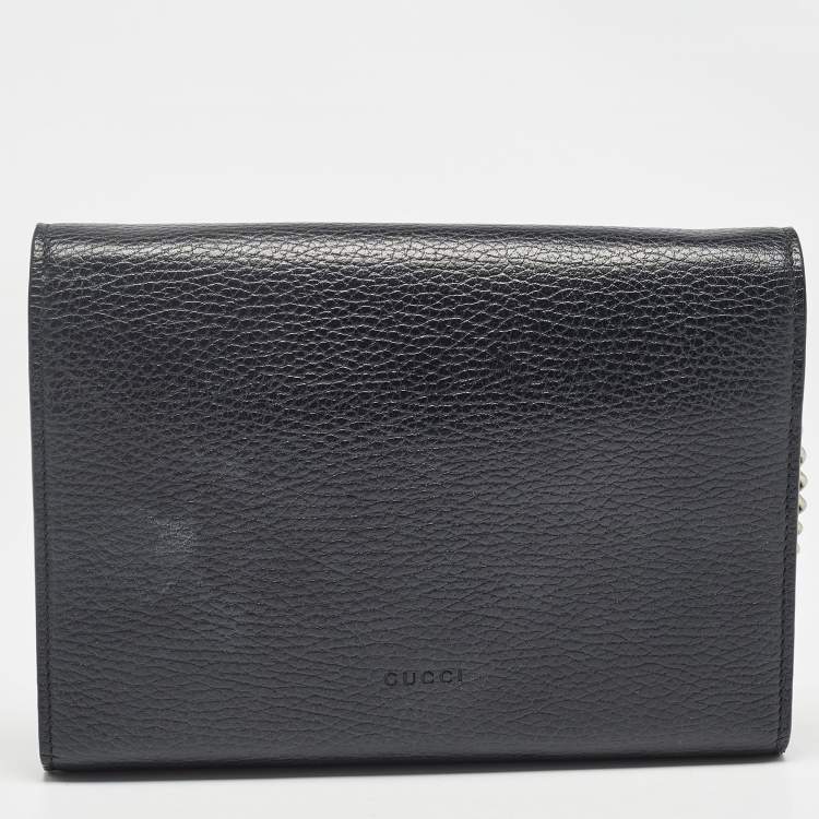 Pre Owned Gucci Black Leather Dionysus Wallet On Chain