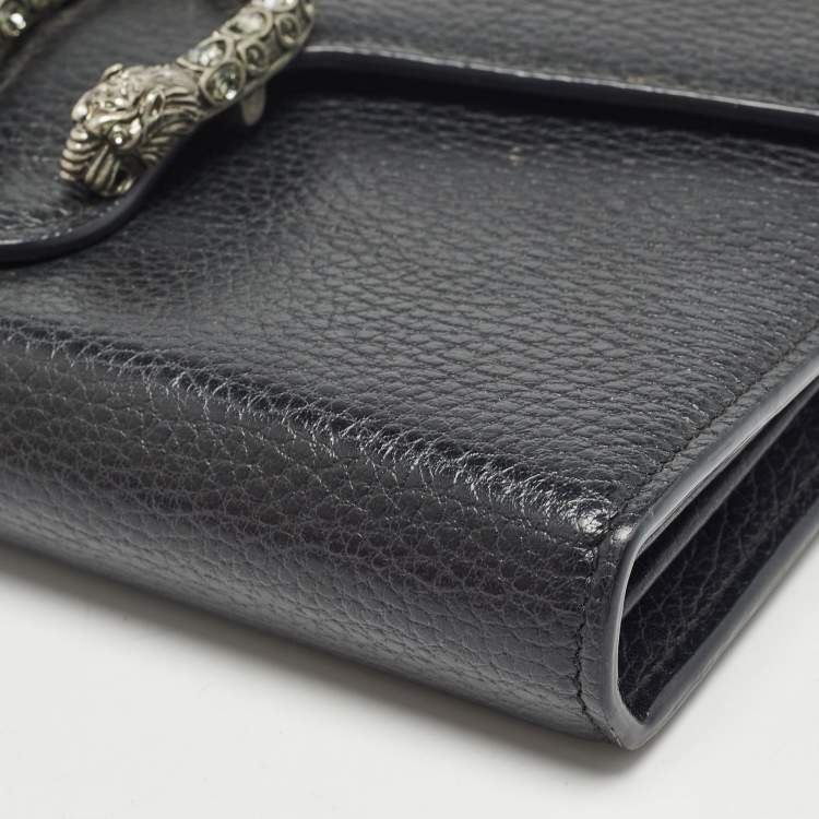 Pre Owned Gucci Black Leather Dionysus Wallet On Chain
