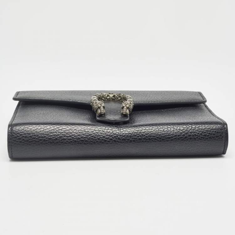 Pre Owned Gucci Black Leather Dionysus Wallet On Chain