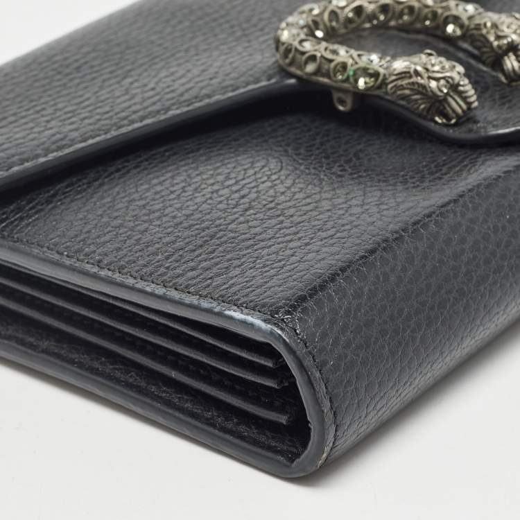 Pre Owned Gucci Black Leather Dionysus Wallet On Chain