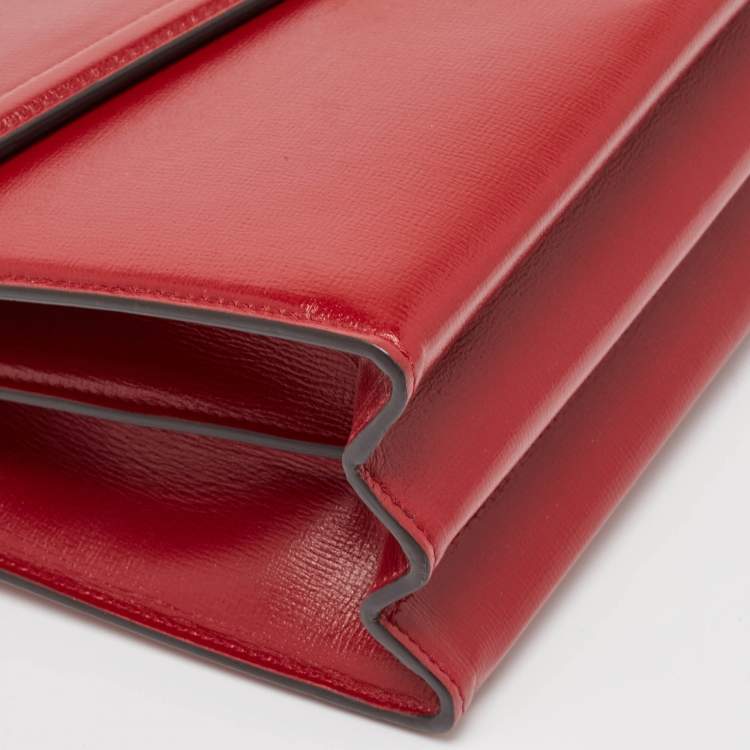 Pre Owned Gucci Red Leather Sylvie 1969 Top Handle Bag