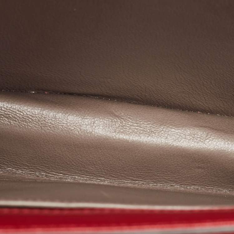 Pre Owned Gucci Red Leather Sylvie 1969 Top Handle Bag