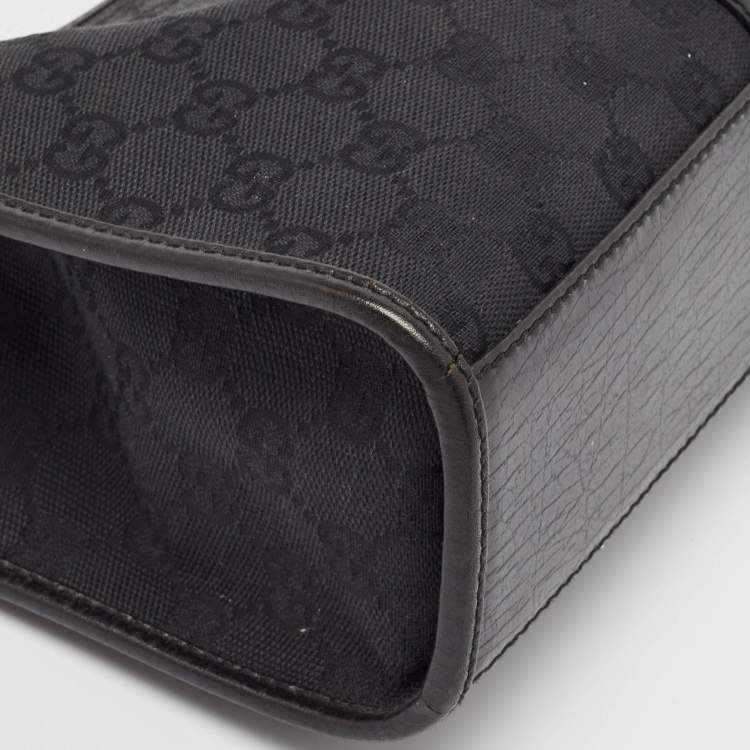 Pre Owned Gucci Black GG Canvas and Leather Small Bardot Bag