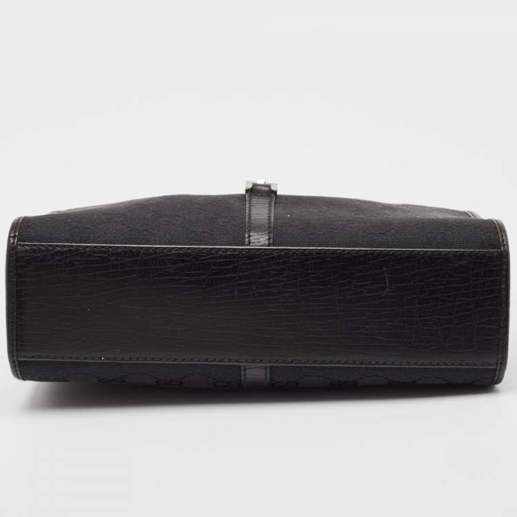 Pre Owned Gucci Black GG Canvas and Leather Small Bardot Bag