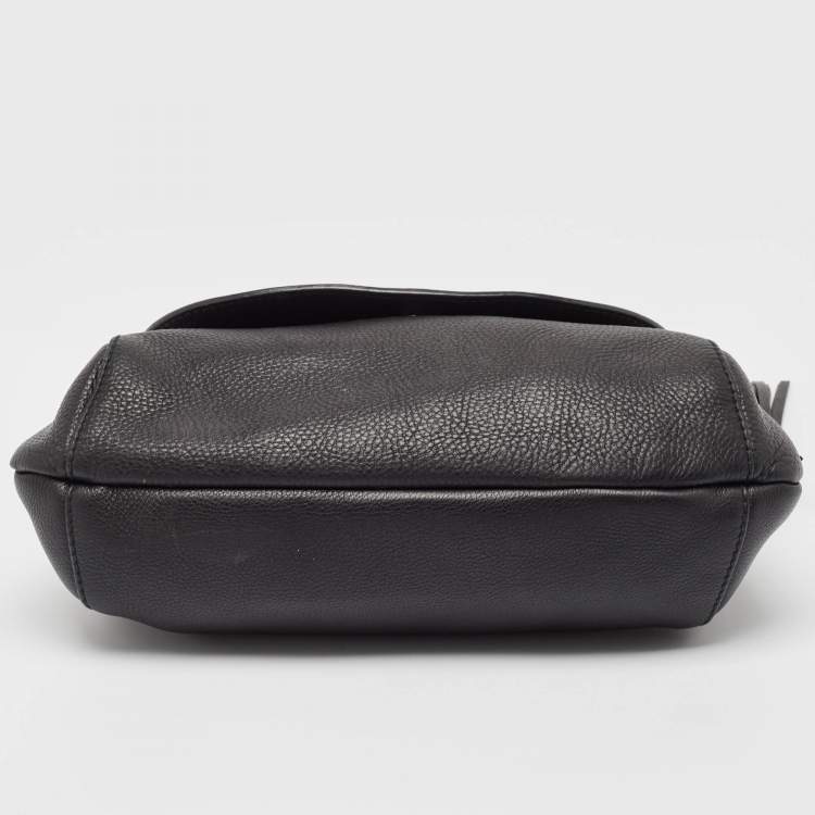 Pre Owned Gucci Black Leather Techno Horsebit Hobo