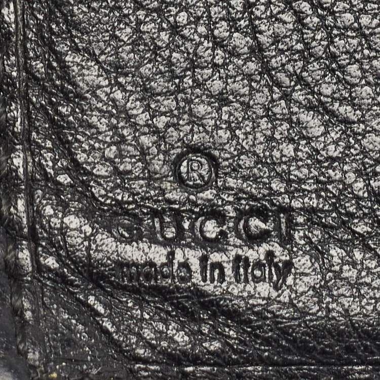 Pre Owned Gucci Black GG Canvas and Leather G Bit Flap Continental Wallet