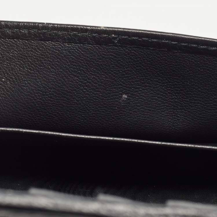 Pre Owned Gucci Black GG Canvas and Leather G Bit Flap Continental Wallet