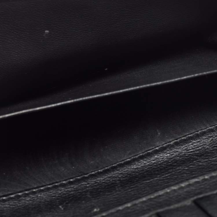 Pre Owned Gucci Black GG Canvas and Leather G Bit Flap Continental Wallet