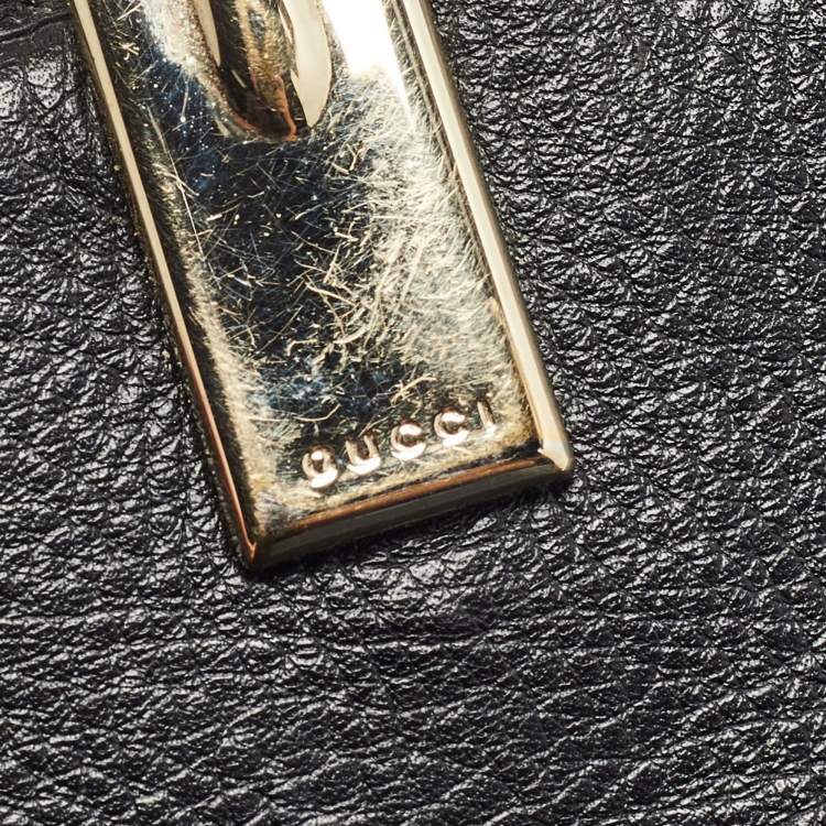 Pre Owned Gucci Black GG Canvas and Leather G Bit Flap Continental Wallet