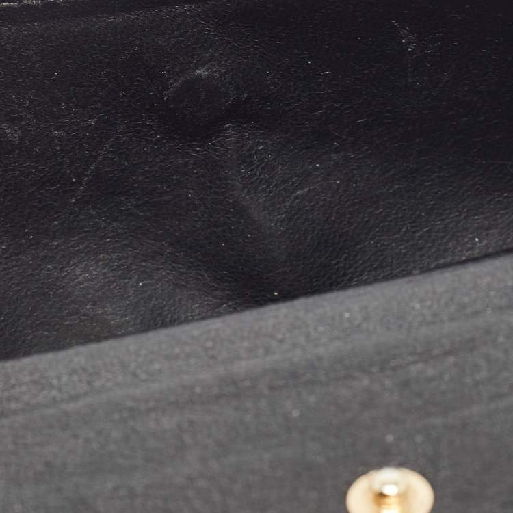 Pre Owned Gucci Black GG Canvas and Leather G Bit Flap Continental Wallet
