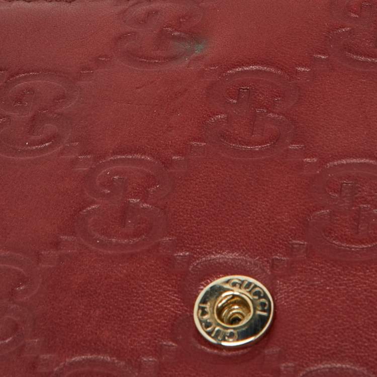 Pre Owned Gucci Brown Guccissima Leather Trifold Wallet  