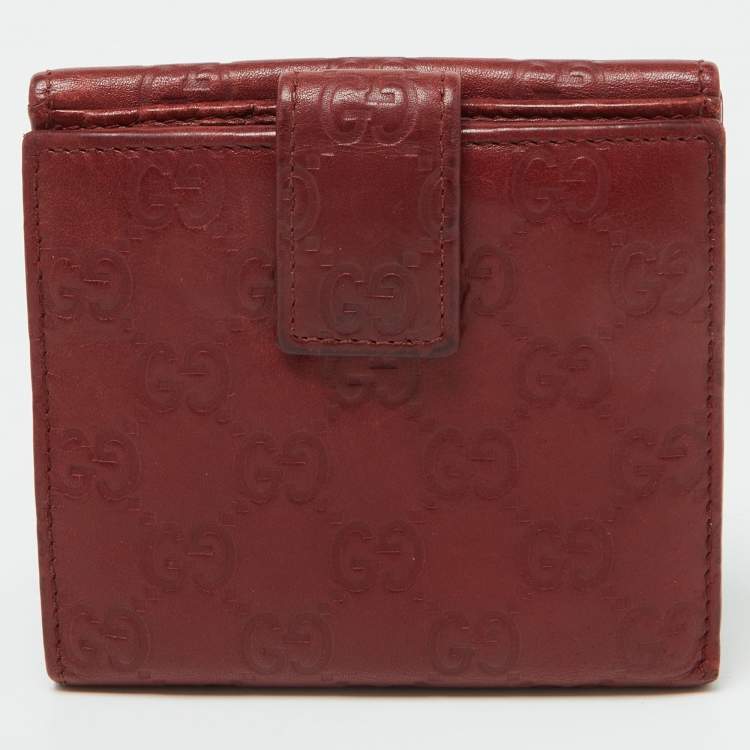 Pre Owned Gucci Brown Guccissima Leather Trifold Wallet  