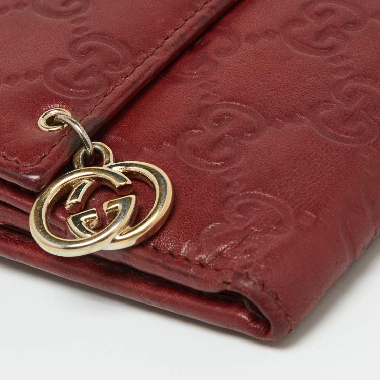 Pre Owned Gucci Brown Guccissima Leather Trifold Wallet  