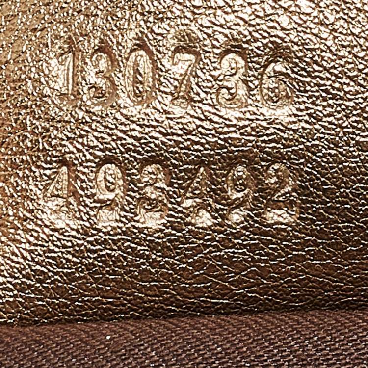 Pre Owned Gucci Bronze/Gold GG Fabric and Leather Medium Abbey Hobo