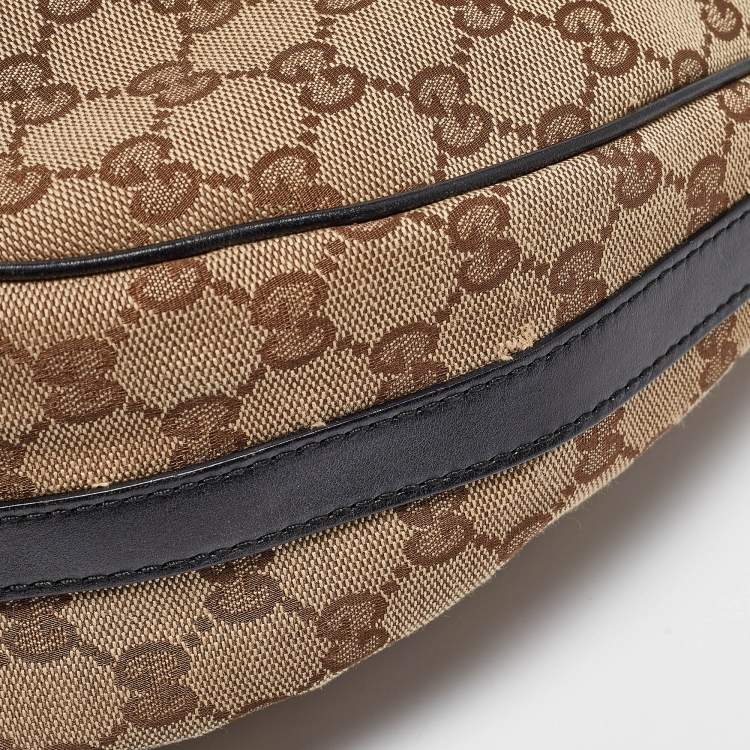 Pre Owned Gucci Beige/Brown GG Canvas and Leather GG Twins Medium Hobo