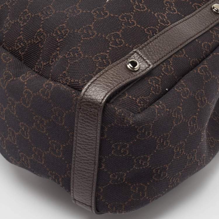 مملوكة مسبقًا Gucci Dark Brown GG Canvas and Leather Abbey Hobo