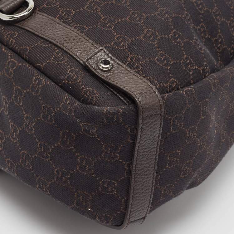 مملوكة مسبقًا Gucci Dark Brown GG Canvas and Leather Abbey Hobo